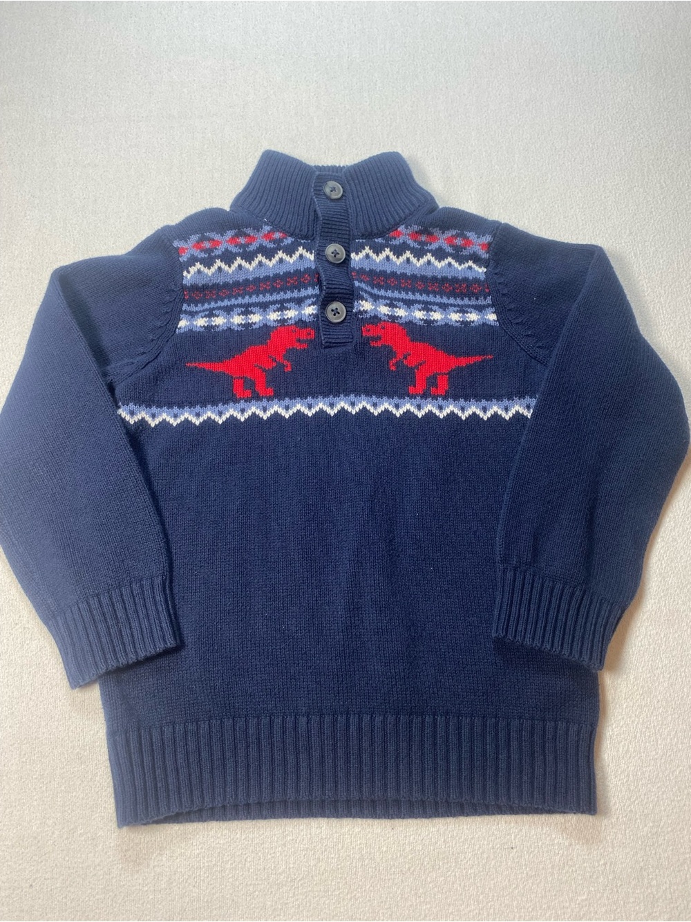 The Children’s Place Boys Navy Dinosaur Christmas Knit Sweater size 4T